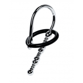 Серебристый уретральный плаг-бусины TOYFA Metal с мягким фиксириющим кольцом - ToyFa - купить с доставкой в Новом Уренгое