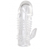 Прозрачная гелевая насадка с шипами и клиторальным отростком - 13 см. - Toyfa Basic - в Новом Уренгое купить с доставкой