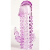 Закрытая фиолетовая насадка с 2 отростками - 13 см. - Toyfa Basic - в Новом Уренгое купить с доставкой