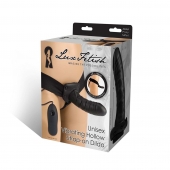 Чёрный полый страпон с вибрацией Unisex Vibrating Hollow Strap-On - 14 см. - Lux Fetish - купить с доставкой в Новом Уренгое