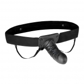 Чёрный полый страпон с вибрацией Unisex Vibrating Hollow Strap-On - 14 см. - Lux Fetish - купить с доставкой в Новом Уренгое