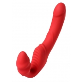 Красный безремневой страпон с вибрацией - ToyFa - купить с доставкой в Новом Уренгое