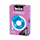 Голубое эрекционное виброкольцо Luxe VIBRO  Кошмар русалки  + презерватив - Luxe - в Новом Уренгое купить с доставкой