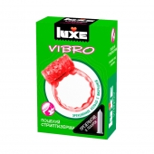 Розовое эрекционное виброкольцо Luxe VIBRO  Поцелуй стриптизёрши  + презерватив - Luxe - в Новом Уренгое купить с доставкой