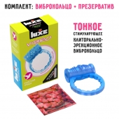 Голубое эрекционное виброкольцо Luxe VIBRO  Райская птица  + презерватив - Luxe - в Новом Уренгое купить с доставкой