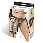Черные трусики для страпона из патентованной кожи - Lux Fetish - купить с доставкой в Новом Уренгое