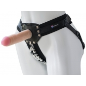 Черный пояс-трусики с насадкой  Гламур Dana  - 15,5 см. - LOVETOY (А-Полимер) - купить с доставкой в Новом Уренгое