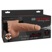 Телесный полый страпон с имитацией эякуляции 7.5  Hollow Squirting Strap-On with Balls Flesh - 21,6 см. - Pipedream - купить с доставкой в Новом Уренгое