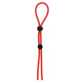 Красное лассо на пенис с двумя бусинами STRETCHY LASSO CAGE - Dream Toys - в Новом Уренгое купить с доставкой