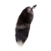 Серебристая металлическая анальная втулка с хвостом чернобурой лисы - размер S - ToyFa - купить с доставкой в Новом Уренгое