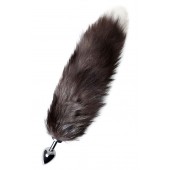 Серебристая металлическая анальная втулка с хвостом чернобурой лисы - размер S - ToyFa - купить с доставкой в Новом Уренгое