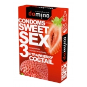 Презервативы для орального секса DOMINO Sweet Sex с ароматом клубничного коктейля  - 3 шт. - Domino - купить с доставкой в Новом Уренгое