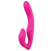 Ярко-розовый безремневой страпон REMOTE DOUBLE DIPPER - 22 см. - Dream Toys - купить с доставкой в Новом Уренгое