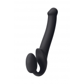 Черный безремневой страпон Silicone Bendable Strap-On M - Strap-on-me - купить с доставкой в Новом Уренгое