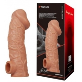 Телесная насадка на фаллос с отверстием для мошонки EXTREME SLEEVE - 17,6 см. - KOKOS - в Новом Уренгое купить с доставкой