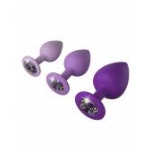 Набор из 3 фиолетовых анальных пробок со стразами Little Gems Trainer Set - Pipedream - купить с доставкой в Новом Уренгое