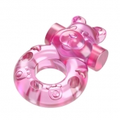 Розовое эрекционное виброкольцо на пенис Pink Bear - Baile - в Новом Уренгое купить с доставкой