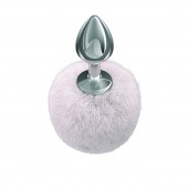 Серебристая анальная пробка с белым пушистым хвостиком Twinkle - Lola Games - купить с доставкой в Новом Уренгое