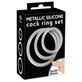 Набор из 3 эрекционных колец под металл Metallic Silicone Cock Ring Set - Orion - в Новом Уренгое купить с доставкой