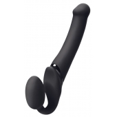 Черный безремневой вибрострапон Silicone Bendable Strap-On M - Strap-on-me - купить с доставкой в Новом Уренгое