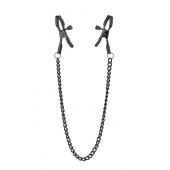 Черные зажимы на соски на цепочке BLAZE DELUXE NIPPLE CLAMPS - Dream Toys - купить с доставкой в Новом Уренгое
