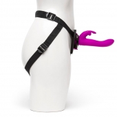 Лиловый страпон Rechargeable Vibrating Strap-On Harness Set - 17,6 см. - Happy Rabbit - купить с доставкой в Новом Уренгое