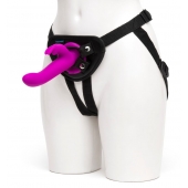 Лиловый страпон Rechargeable Vibrating Strap-On Harness Set - 17,6 см. - Happy Rabbit - купить с доставкой в Новом Уренгое