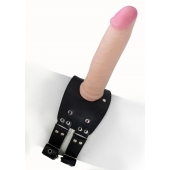Черный узкий пояс на бедро с телесной насадкой - LOVETOY (А-Полимер) - купить с доставкой в Новом Уренгое