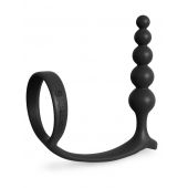 Черная анальная цепочка с эрекционным кольцом Ass-gasm Cockring Anal Beads - Pipedream - в Новом Уренгое купить с доставкой