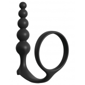 Черная анальная цепочка с эрекционным кольцом Ass-gasm Cockring Anal Beads - Pipedream - в Новом Уренгое купить с доставкой