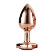 Золотистая анальная втулка с кристаллом-сердечком розового цвета - 7,1 см. - Dream Toys - купить с доставкой в Новом Уренгое