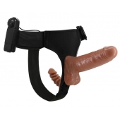 Страпон с вагинальной пробкой и вибрацией Ultra Passionate Harness - 16 см. - Baile - купить с доставкой в Новом Уренгое