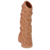 Телесная насадка с венками и открытой головкой Nude Sleeve L - 14 см. - KOKOS - в Новом Уренгое купить с доставкой