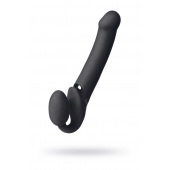 Черный безремневой вибрострапон Vibrating Bendable Strap-On L - Strap-on-me - купить с доставкой в Новом Уренгое