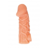 Телесная закрытая насадка с венками Cock Sleeve Size M - 15,6 см. - KOKOS - в Новом Уренгое купить с доставкой