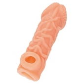 Телесная закрытая насадка с венками Cock Sleeve Size M - 15,6 см. - KOKOS - в Новом Уренгое купить с доставкой
