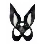 Черная маска зайки с белым мехом на ушках Miss Bunny - БДСМ Арсенал - купить с доставкой в Новом Уренгое