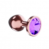 Пробка цвета розового золота с фиолетовым кристаллом Diamond Amethyst Shine S - 7,2 см. - Lola Games - купить с доставкой в Новом Уренгое