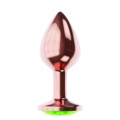 Пробка цвета розового золота с лаймовым кристаллом Diamond Emerald Shine S - 7,2 см. - Lola Games - купить с доставкой в Новом Уренгое