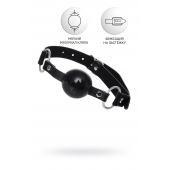 Черный кляп-шар на кожаных ремешках Anonymo - ToyFa - купить с доставкой в Новом Уренгое