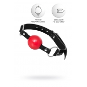 Красный кляп-шар на черных ремешках Anonymo - ToyFa - купить с доставкой в Новом Уренгое