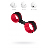 Красно-черные велюровые наручники Anonymo - ToyFa - купить с доставкой в Новом Уренгое