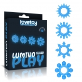 Набор из 4 голубых, светящихся в темноте эрекционных колец Lumino Play - Lovetoy - в Новом Уренгое купить с доставкой