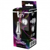 Серебристая анальная пробка с кристаллом Silver Pleasure Plug S - 9 см. - Dream Toys