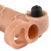 Телесная вибронасадка с кольцом Vibrating Real Feel 2 Extension - 16 см. - Pipedream - в Новом Уренгое купить с доставкой