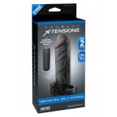 Чёрная вибронасадка с кольцом Vibrating Real Feel 2 Extension - 16 см. - Pipedream - в Новом Уренгое купить с доставкой