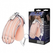 Серебристая металлическая клетка с анальным стимулятором Cock Cage - BlueLine - купить с доставкой в Новом Уренгое
