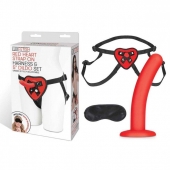 Красный поясной фаллоимитатор Red Heart Strap on Harness   5in Dildo Set - 12,25 см. - Lux Fetish - купить с доставкой в Новом Уренгое