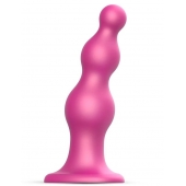 Розовая насадка Strap-On-Me Dildo Plug Beads size S - Strap-on-me - купить с доставкой в Новом Уренгое