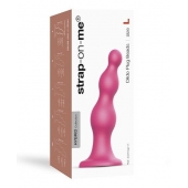 Розовая насадка Strap-On-Me Dildo Plug Beads size L - Strap-on-me - купить с доставкой в Новом Уренгое